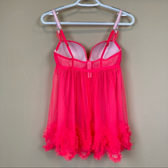 Victoria's Secret Babydoll Lingerie Push-Up 36C Pink Red - Picture 8 of 9